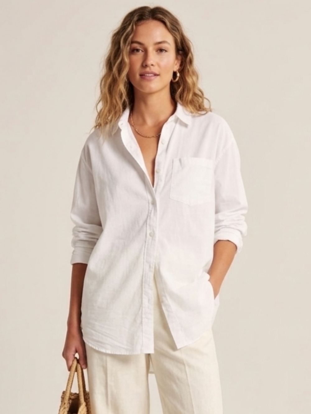 aerie White Button-Down Shirt